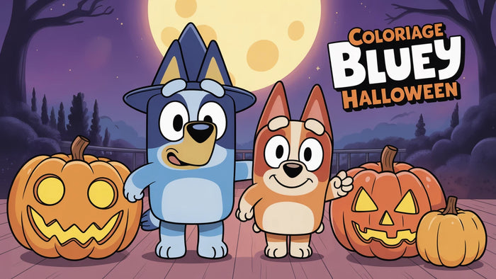 Coloriage Bluey Halloween à imprimer | 20 dessins PDF