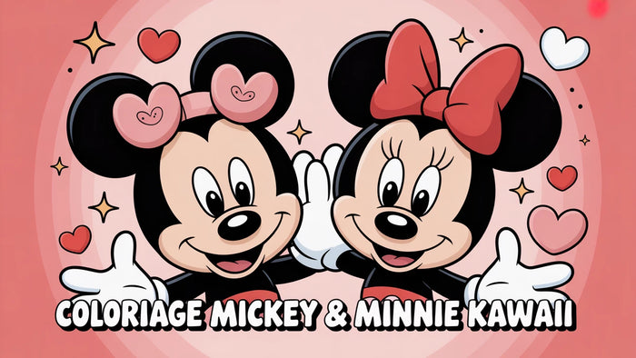 Coloriage Mickey & Minnie Kawaii | 20 dessins PDF gratuits