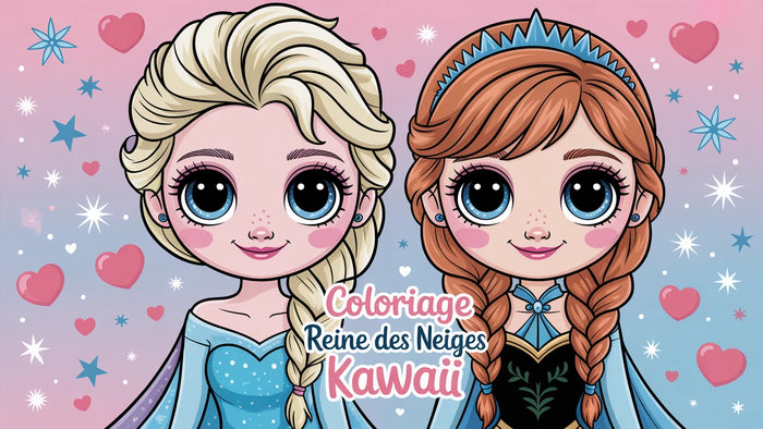 Coloriage Reine des Neiges Kawaii | 20 dessins PDF gratuits