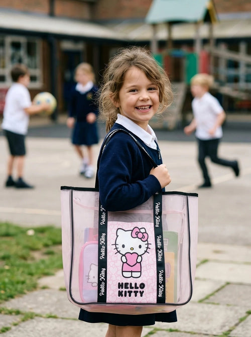 Sac de Plage Hello Kitty Rose Polyester avec Poignées Renforcées