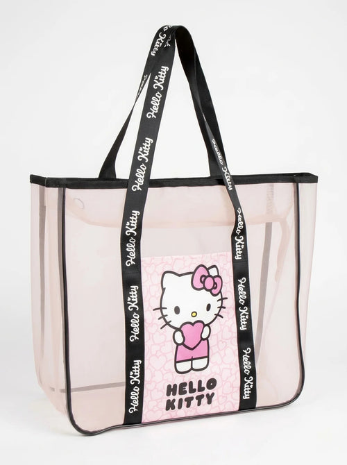 Sac de Plage Hello Kitty Rose Polyester avec Poignées Renforcées