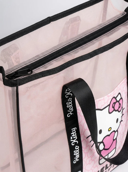 Sac de Plage Hello Kitty Rose Polyester avec Poignées Renforcées