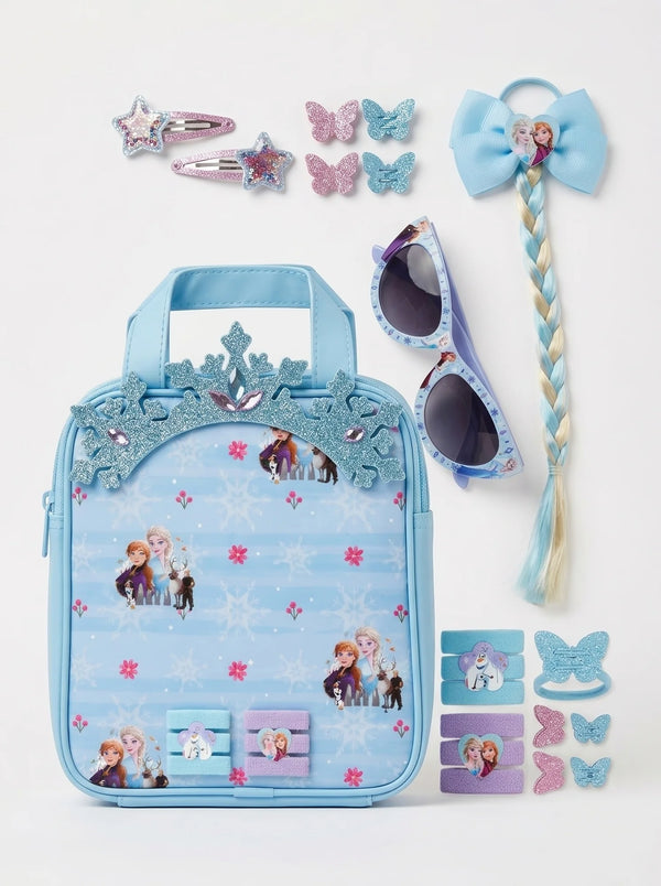 Set Beauté La Reine des Neiges 12 Accessoires Cheveux avec Pochette Elsa et Anna