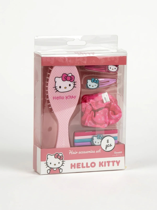 Set Cheveux Hello Kitty Fille - Brosse, Clips et Chouchou Rose Sanrio