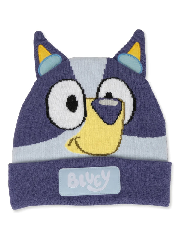 Bonnet Bluey en Tricot avec Oreilles - Acrylique Bleu Enfant