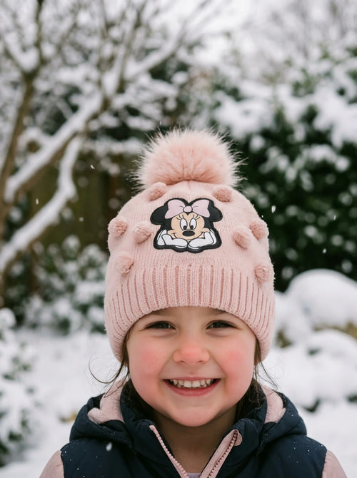 Bonnet Minnie Mouse Enfant en Maille Douce en situation d'utilisation