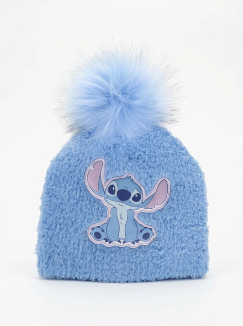 Bonnet Stitch Bleu Enfant en Maille Extra-Douce, vue d'ensemble sur fond blanc