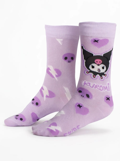 Chaussettes Hello Kitty Kuromi Rose, vue d'ensemble sur fond blanc