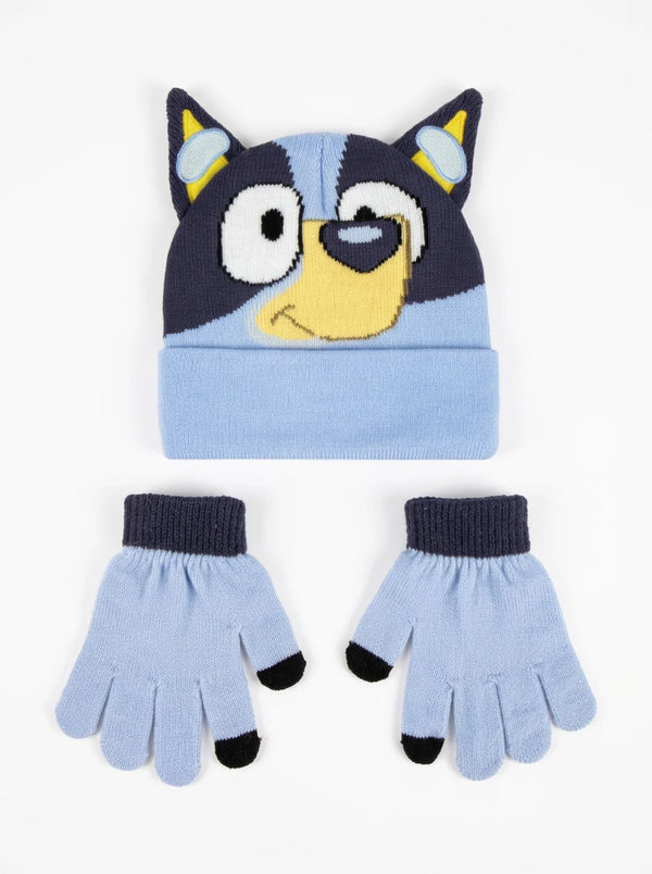 Bonnet et gants Bluey enfant en acrylique, taille unique