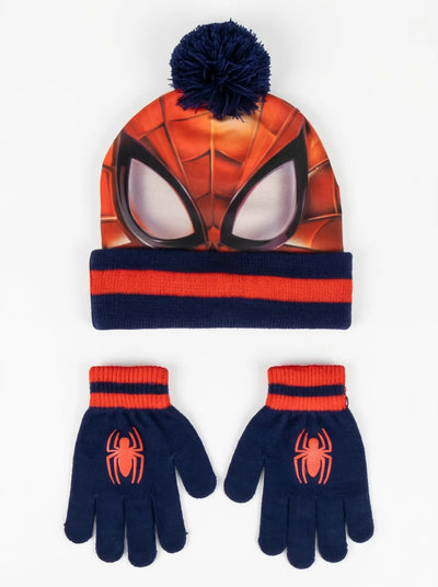 Bonnet Spiderman garçon, vue d'ensemble sur fond blanc