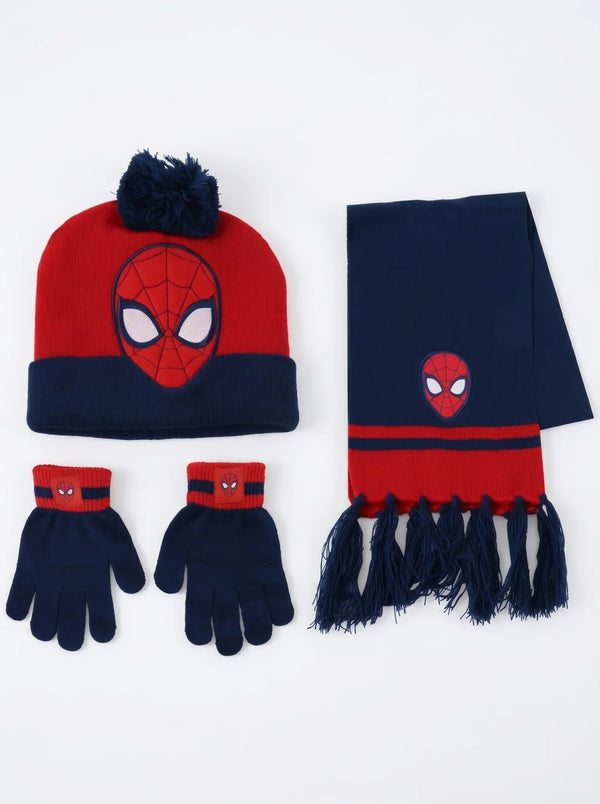 Bonnet, gants et écharpe Spiderman enfant, 100 % acrylique, taille unique