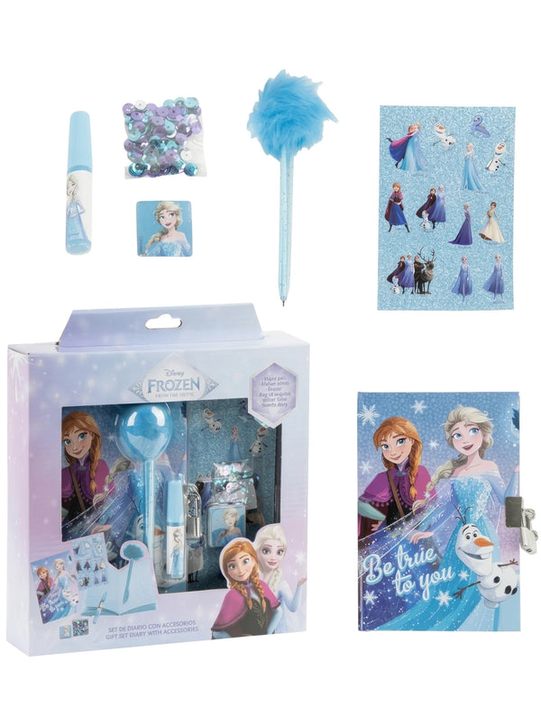 Set journal La Reine des Neiges avec stylo fuzzy, stickers et accessoires