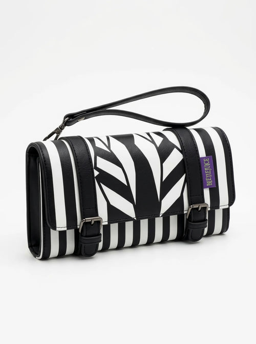 Portefeuille Beetlejuice zippé en similicuir, vue d'ensemble sur fond blanc