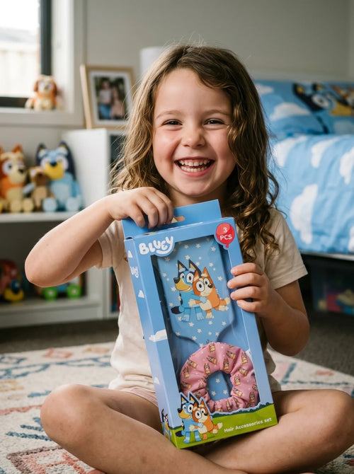 Set beauté Bluey 2 accessoires pour fille en situation d'utilisation
