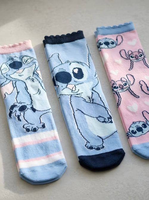 Gros plan sur les détails : Lot de 3 Paires de Chaussettes Stitch