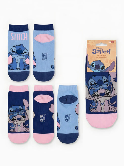 Lot de 7 Paires de Chaussettes Basses Stitch, vue d'ensemble sur fond blanc