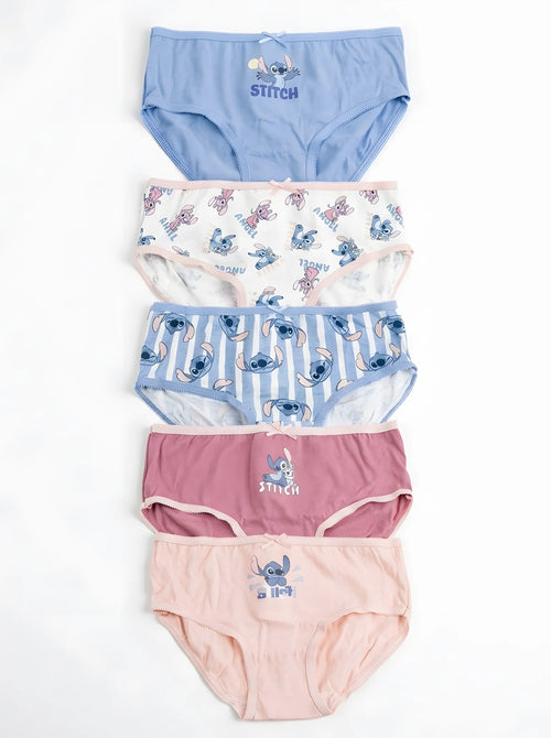 Lot de 5 Culottes Stitch Fille, vue d'ensemble sur fond blanc
