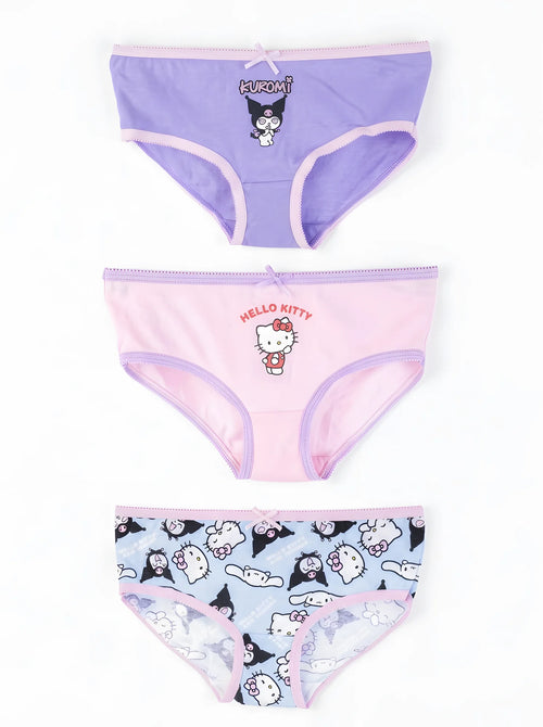 Lot de 3 Culottes Hello Kitty Fille, vue d'ensemble sur fond blanc