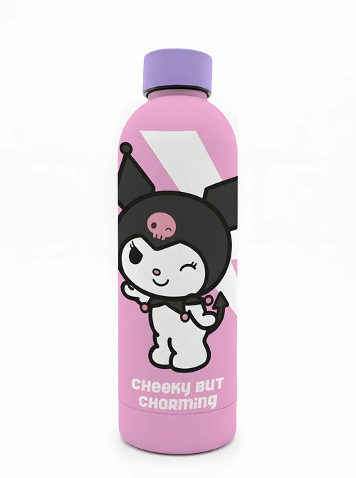 Gourde Kuromi inox 800 ml rose « Cheeky but charming », vue d'ensemble sur fond blanc