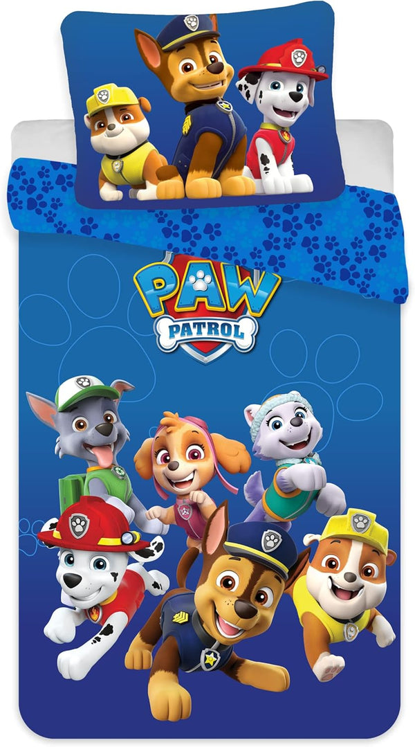 Parure de lit bébé Pat' Patrouille en coton avec housse 100x135 et taie 40x60 aux motifs colorés des chiots