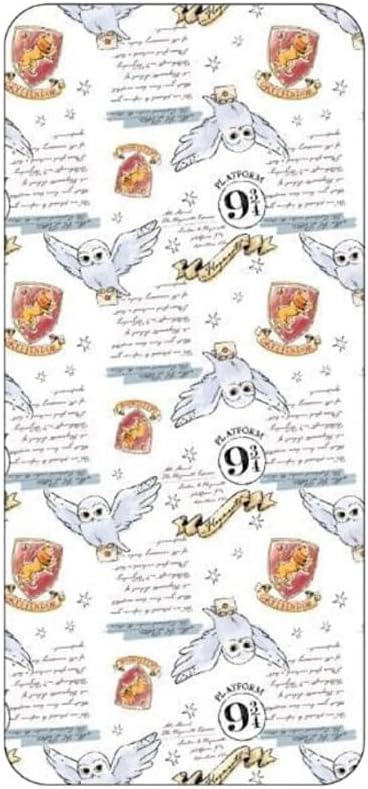 Drap housse enfant Harry Potter Poudlard blanc en coton pour lit une place