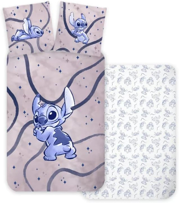 Parure de lit enfant Lilo & Stitch en coton avec housse 100x135 et taie assortie