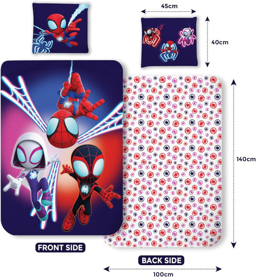 Détail de la taie d’oreiller 40 x 45 cm avec personnage Spidey en action