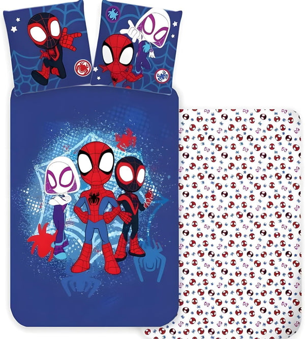 Parure de lit Spidey & Friends Marvel installée sur un lit simple d’enfant