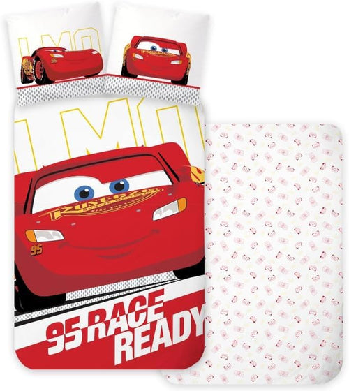 Parure de lit enfant Disney Cars en coton avec Flash McQueen sur housse et taie assortie