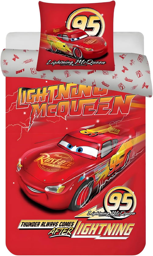 Parure de lit Disney Cars McQueen complète sur lit simple avec housse et taie assortie