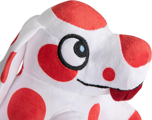 Peluche Pimpa assise montrée de profil, mettant en avant la forme et la douceur