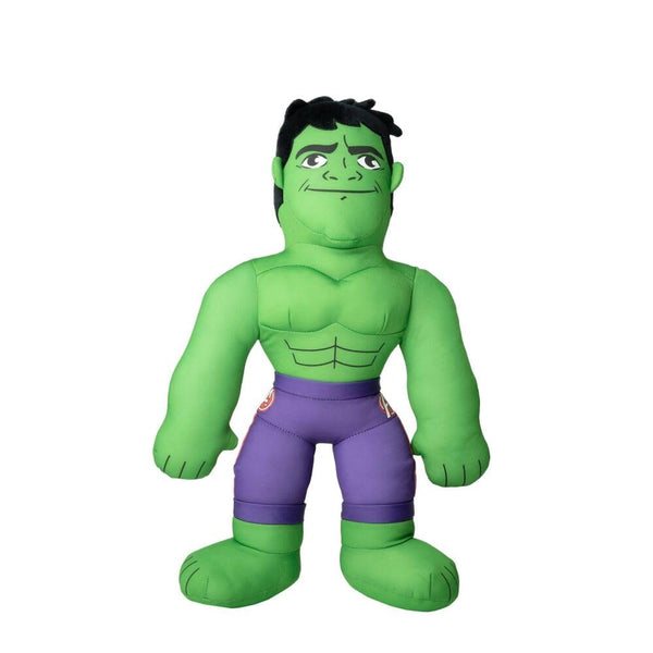 Peluche Hulk Marvel 38 cm verte avec short violet en position debout