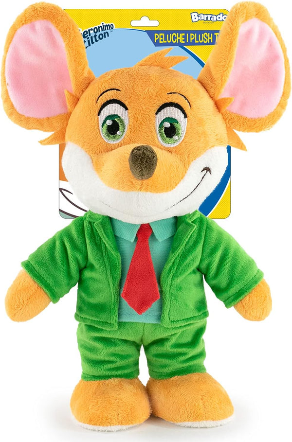 Peluche Geronimo Stilton 28 cm entière debout, tenue de gentleman souris détaillée