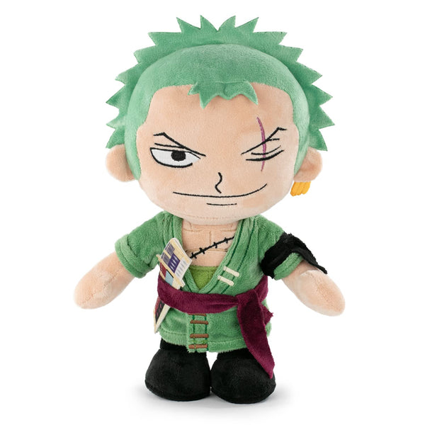 Peluche One Piece Roronoa Zoro 28 cm assise avec tenue verte détaillée