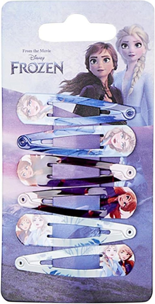 Lot de 6 barrettes multicolores Disney La Reine des Neiges disposées sur leur support cartonné