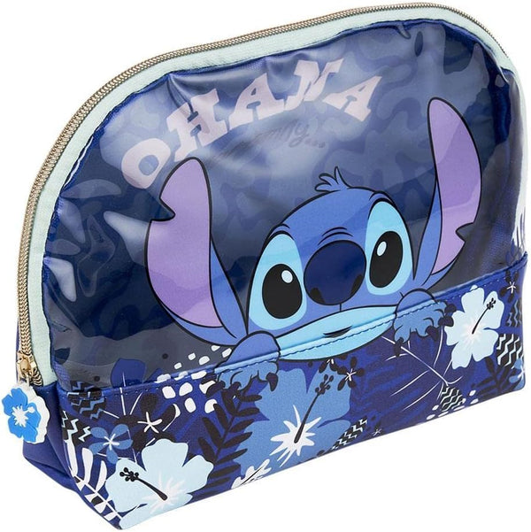 Trousse de toilette Stitch bleue grand format avec motif du personnage sur le devant