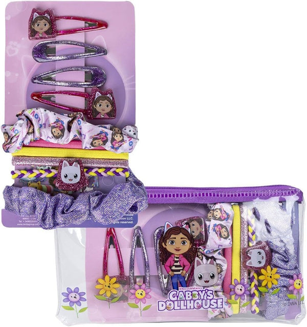 Set beauté Gabby's Dollhouse complet avec trousse violette et accessoires cheveux assortis
