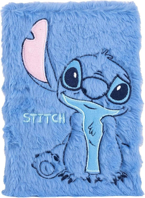 Carnet Disney Stitch bleu, vue de dos avec reliure et finitions