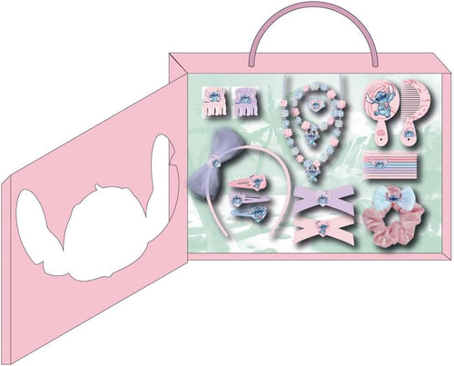 Gros plan sur les brosses, pinces et barrettes Stitch aux couleurs vives