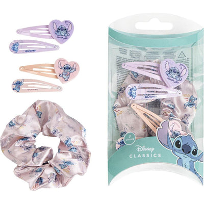 Lot Stitch Disney avec épingles à cheveux et chouchou rose et lilas