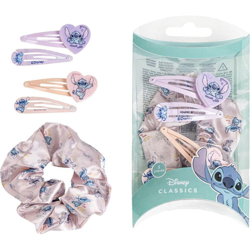 Lot Stitch Disney avec épingles à cheveux et chouchou rose et lilas