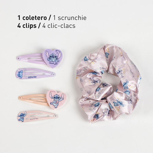 Détail des épingles à cheveux Stitch avec finitions et motif imprimé