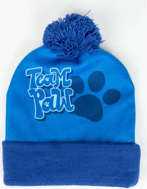 Présentation de l’ensemble bonnet et tour de cou Pat' Patrouille prêt à offrir