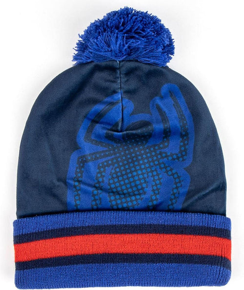 Gros plan sur le bonnet Spider-Man avec motif du super-héros en action