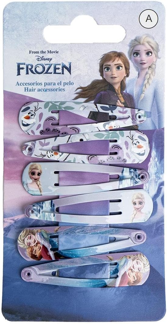Lot de six pinces à cheveux multicolores Frozen avec motifs Reine des Neiges