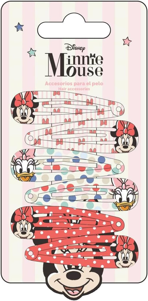 Lot de 6 pinces à cheveux Minnie Mouse et Friends multicolores avec nœuds pailletés