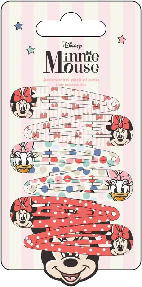 Lot de 6 pinces à cheveux Minnie Mouse et Friends multicolores avec nœuds pailletés