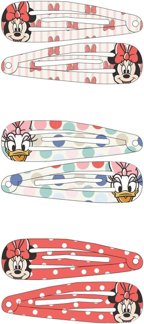 Gros plan sur une pince à cheveux Minnie Mouse avec nœud décoratif et paillettes brillantes