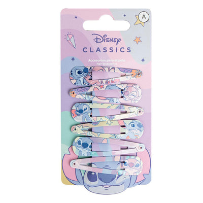 Lot de barrettes Stitch Disney multicolores en métal, motifs imprimés
