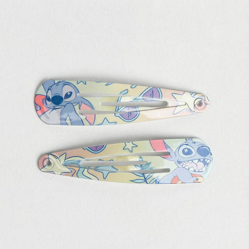 Barrette en métal Stitch vue de profil, pince prête à clipser